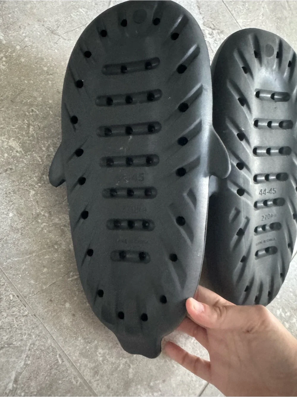 Black Shark Clog Slides Slip-Ons with White Tooth Detailing